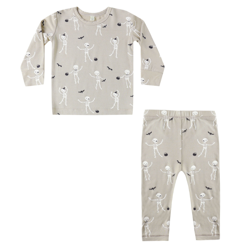 Quincy Mae Halloween skeleton pajamas