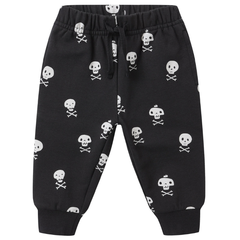 Quincy Mae Halloween sweatpants in crossbones black