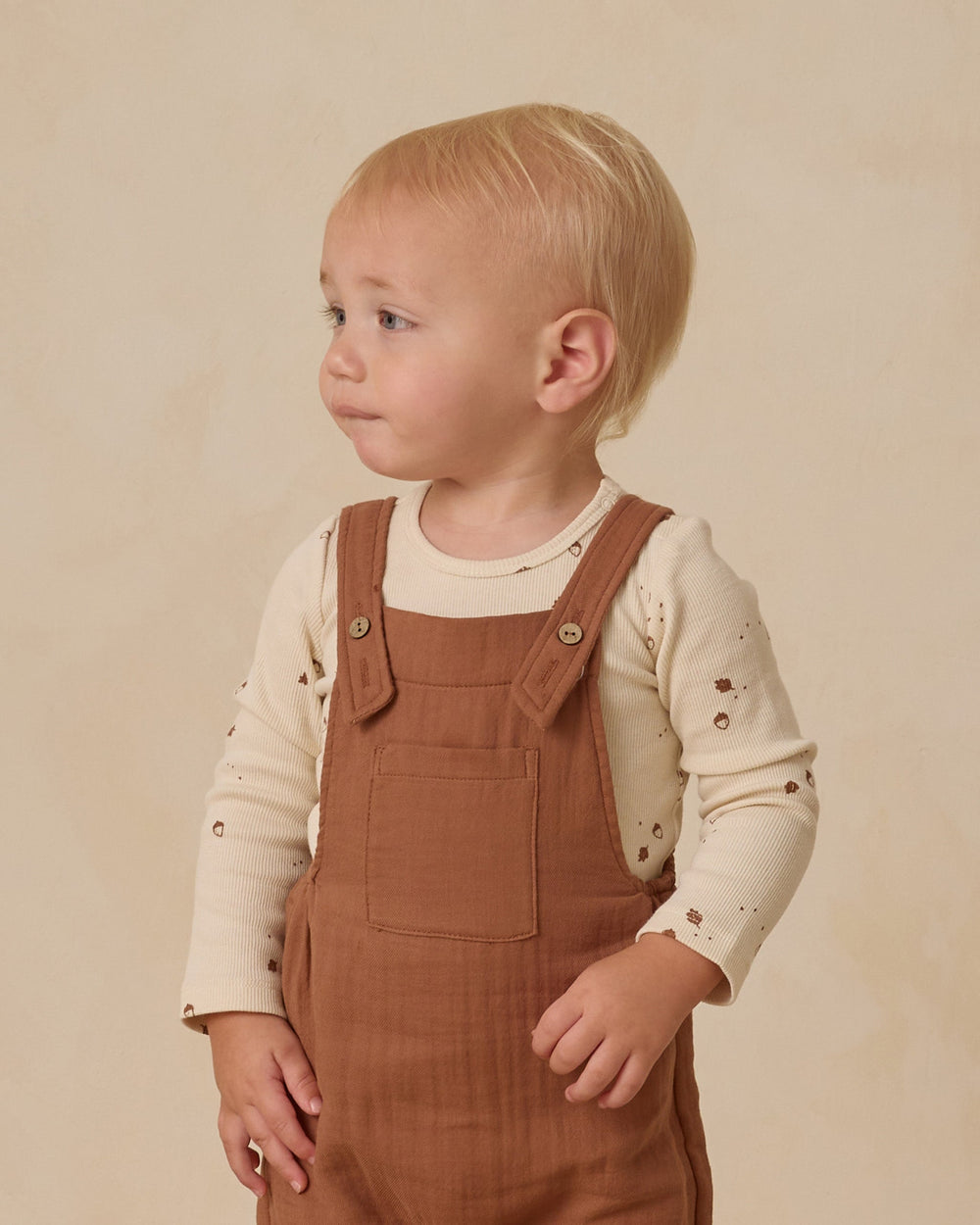 Quincy Mae baby overalls in rust