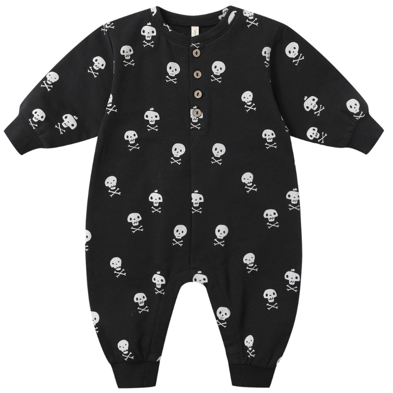 Quincy Mae crossbones baby jumpsuit black