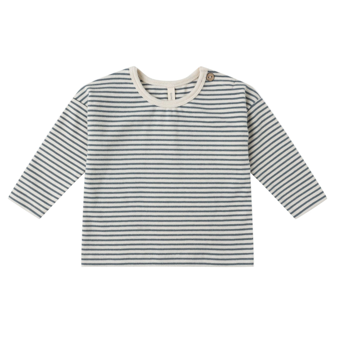 Quincy Mae micro stripe long sleeve in ocean