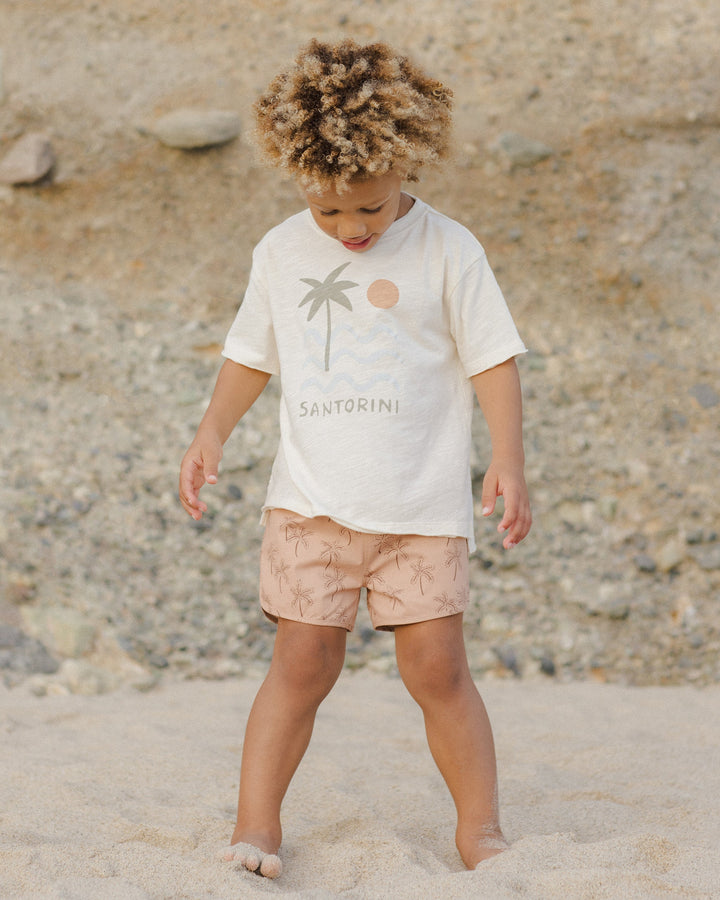 Rylee + Cru - Boys Palms Swim Trunks in Grapefruit