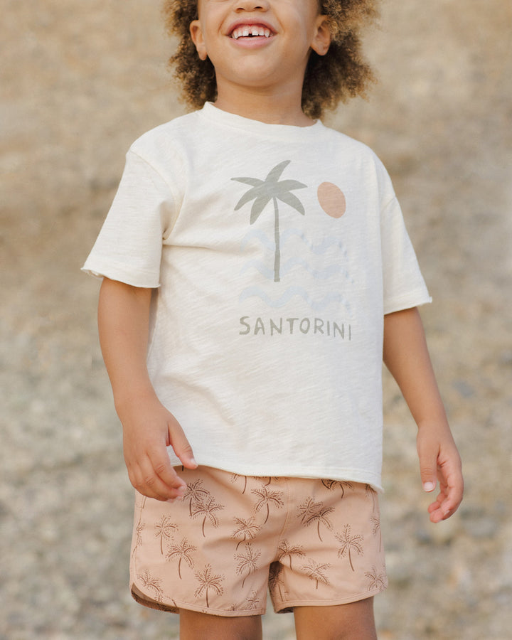 Rylee + Cru - Boys Palms Swim Trunks in Grapefruit