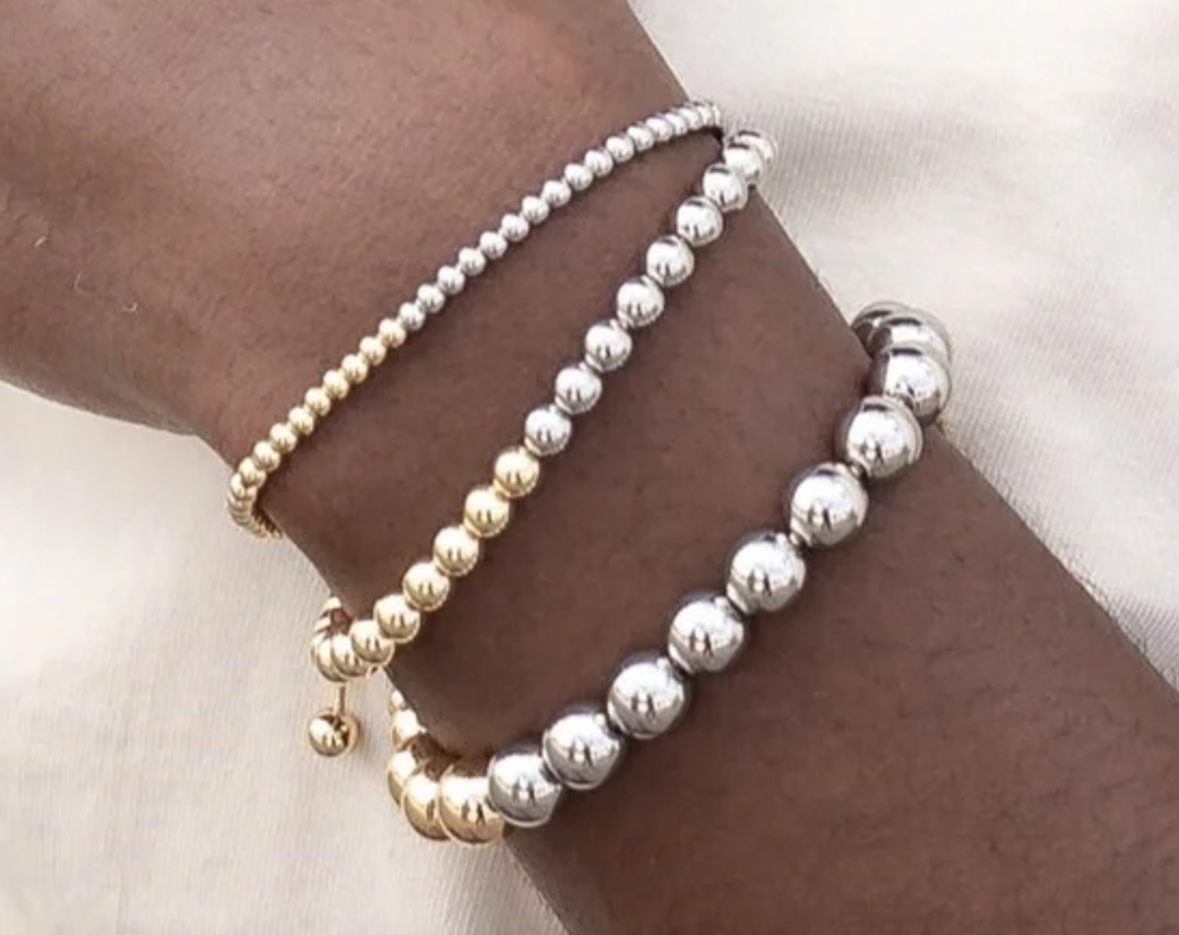 The Sis Kiss - Two-Tone Adjustable Bracelet (2 bead sizes available)