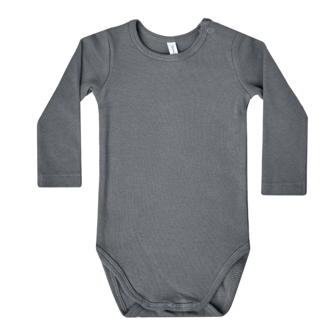Quincy Mae - Ribbed Long Sleeve Bodysuit in Navy