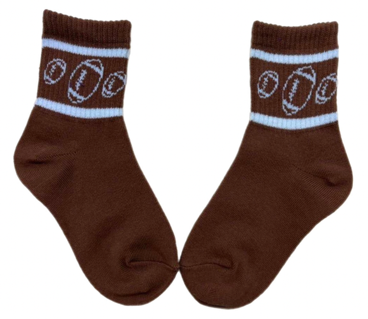 Kickin It Up Socks - Brown with Footballs