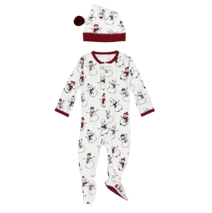 L'oved Baby - Organic Zipper Footie and Cap in Snow Day