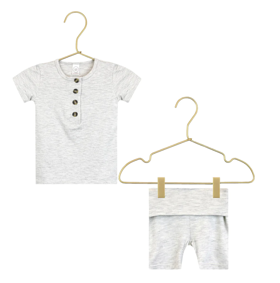 Lou Lou & Co - Infant Asher Shortie Top + Bottom Set in Heather Grey