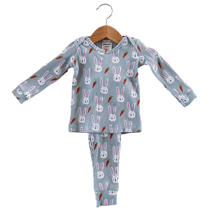 SpearmintLOVE - Organic Waffle Two-Piece Set in Brother Bunny Blue (5)