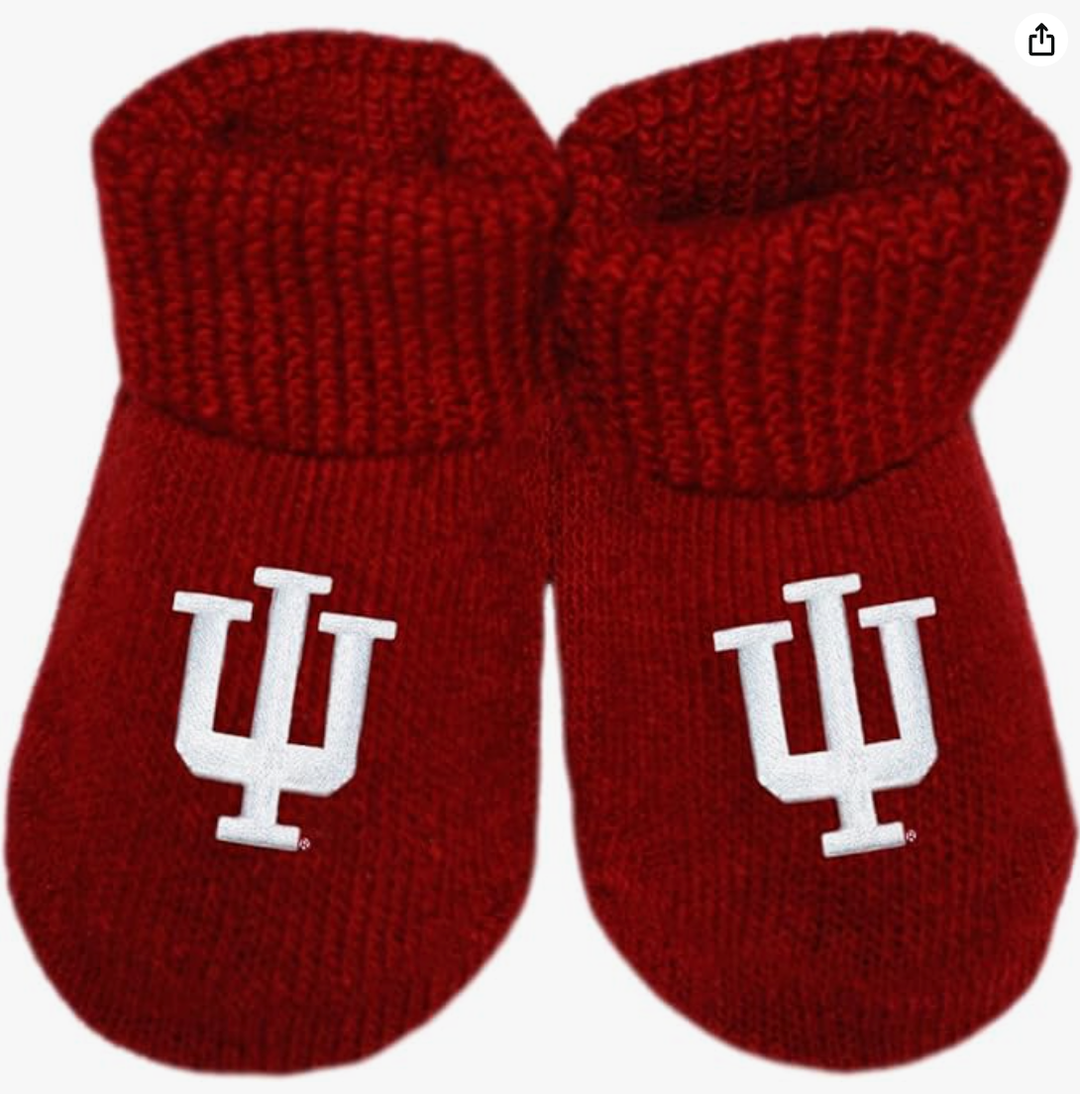 Indiana University Newborn Booties in Crimson
