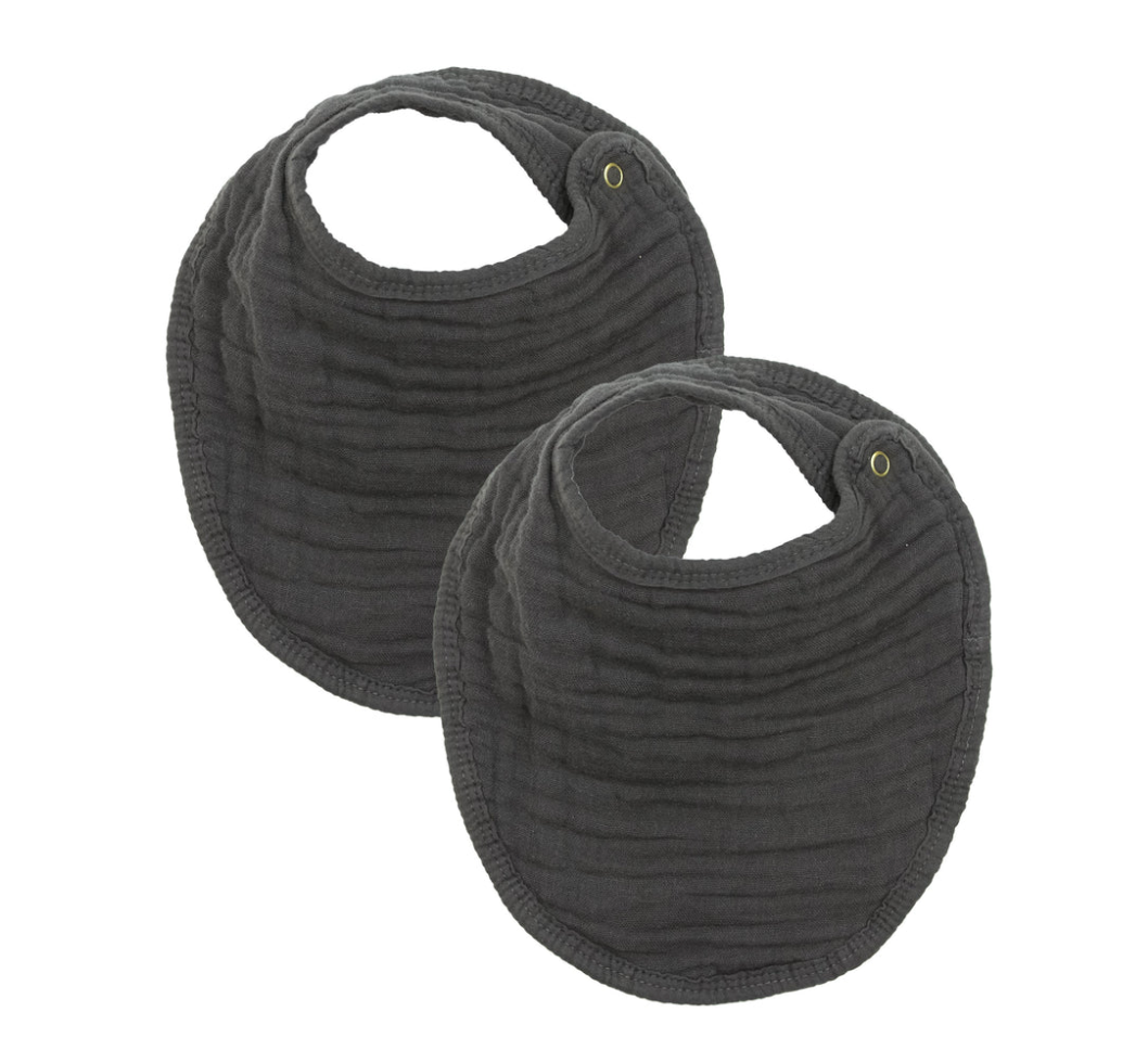 Lou Lou & Co - Cloud Muslin Bib 2-Pack in Charcoal