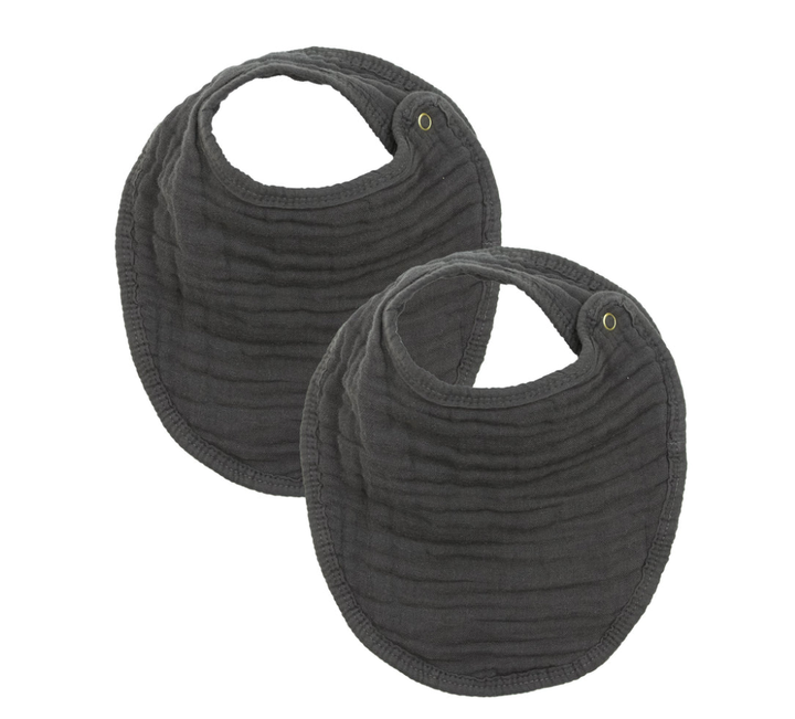Lou Lou & Co - Cloud Muslin Bib 2-Pack in Charcoal