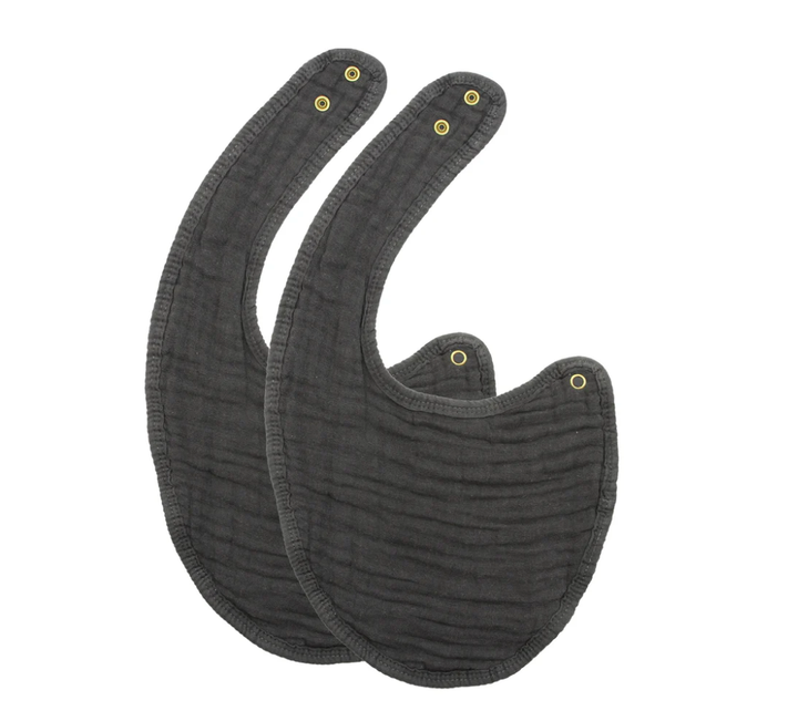 Lou Lou & Co - Cloud Muslin Bib 2-Pack in Charcoal