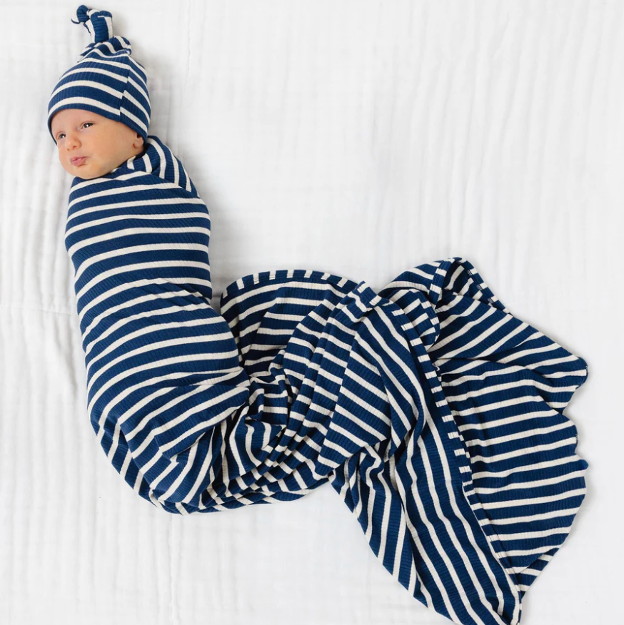 Lou Lou & Co - Jack Swaddle Blanket in Navy Stripes