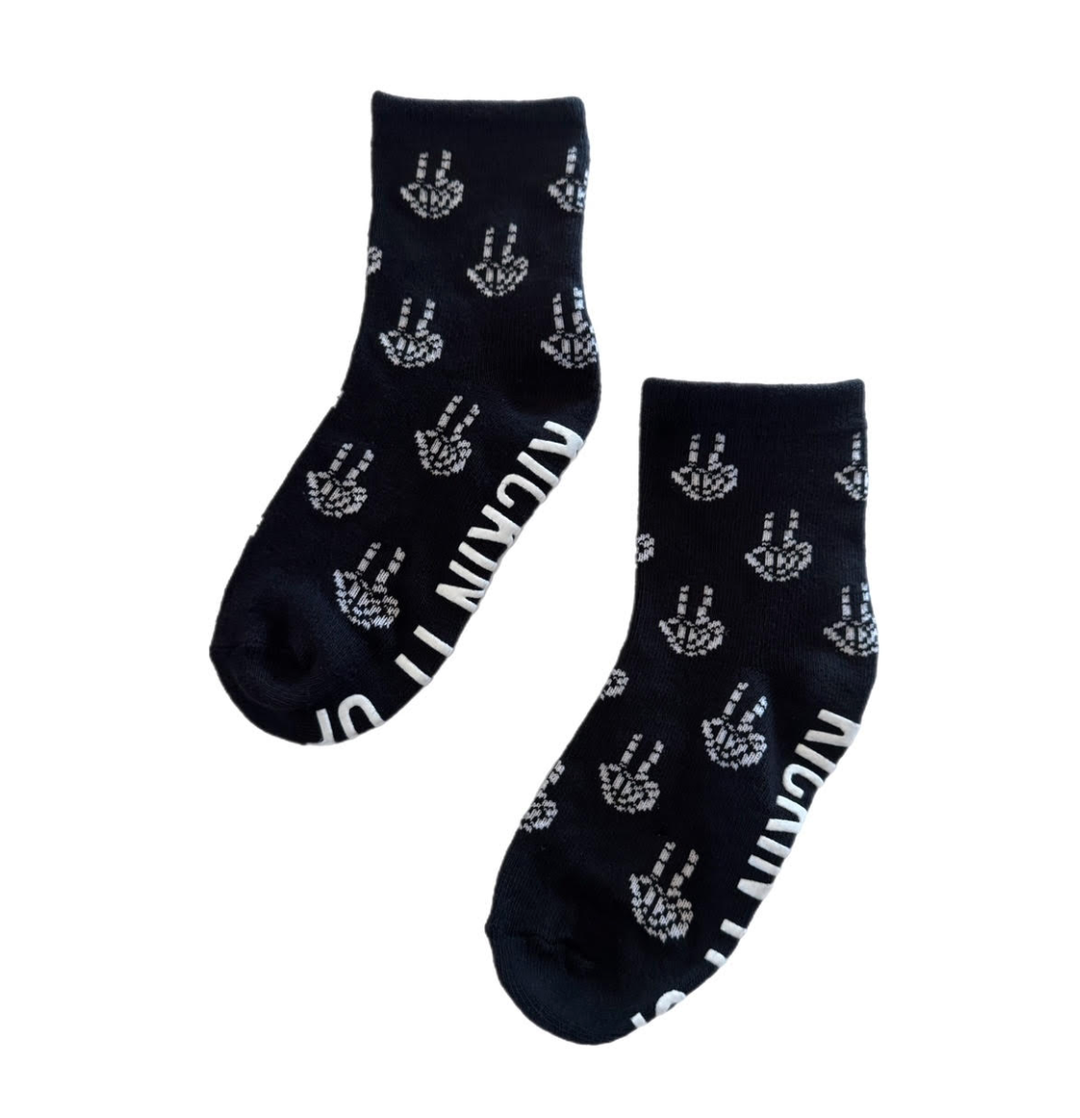 Kickin It Up Socks - Skelly Socks in Black/White