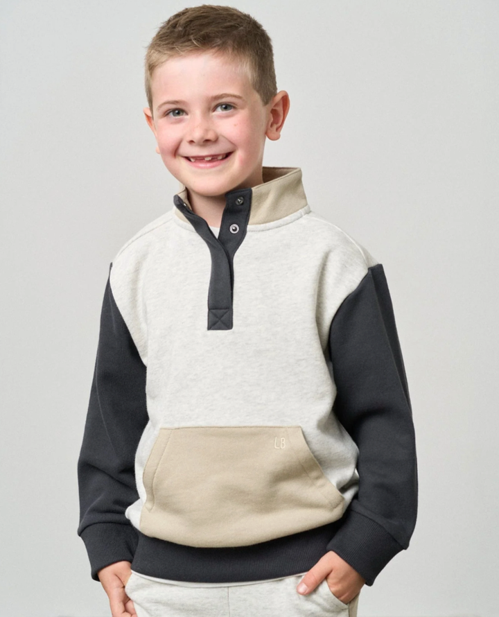 Little Bipsy - Mockneck Pullover in Stone Grey