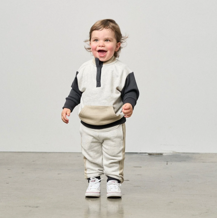 Little Bipsy - Mockneck Pullover in Stone Grey