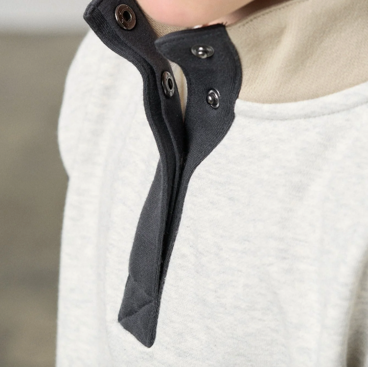 Little Bipsy - Mockneck Pullover in Stone Grey