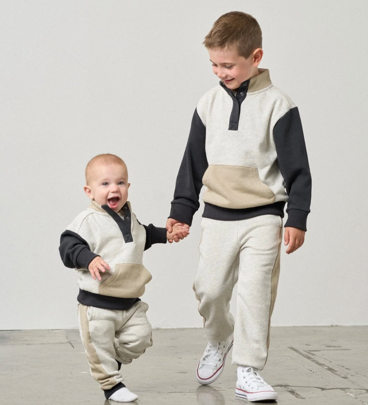 Little Bipsy - Mockneck Pullover in Stone Grey