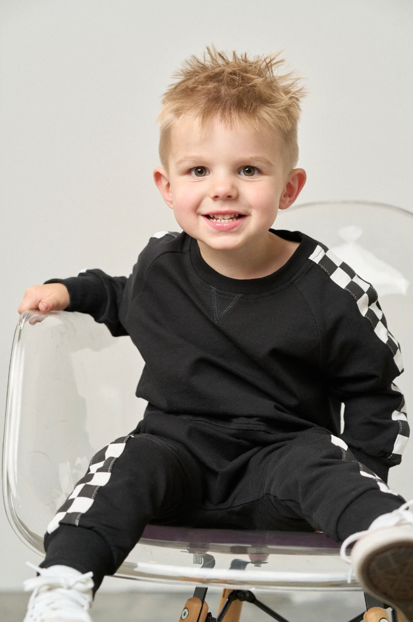 Little Bipsy - Stripe Checkered Pullover in Black