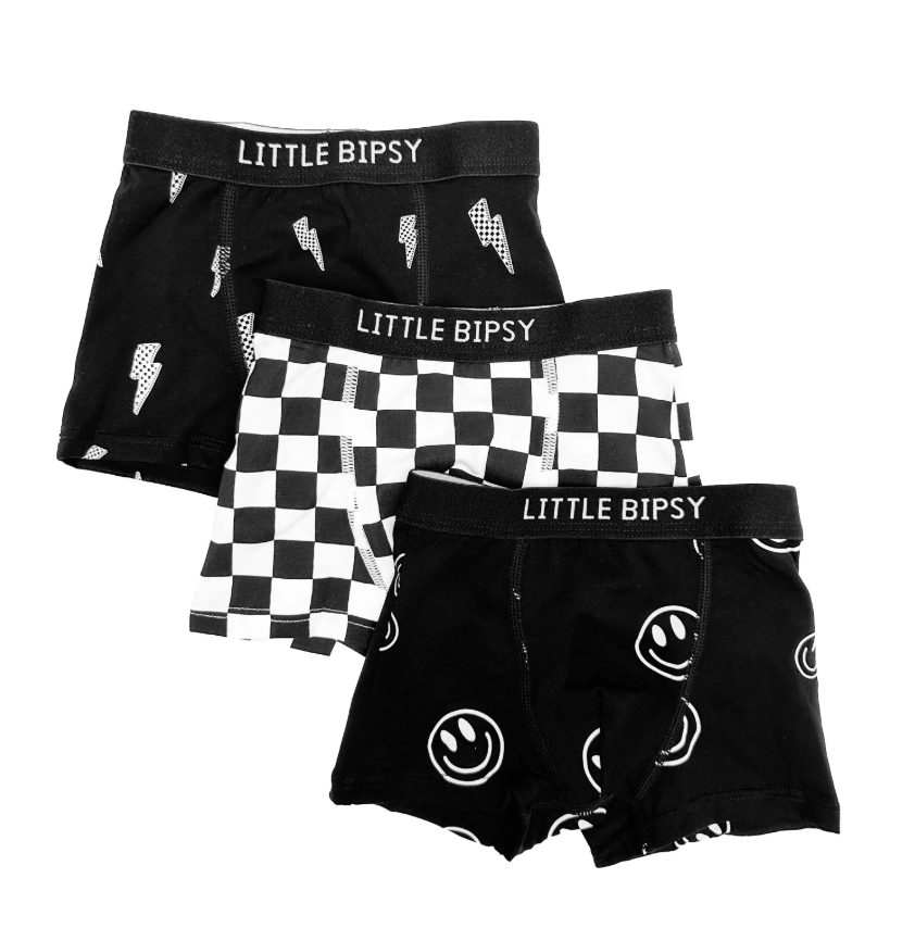 Little Bipsy - Boxer Briefs 3-Pack in Smiley/Checker/Lightning Bolt