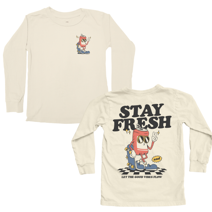 Tiny Whales - 'Stay Fresh' LS Tee in Natural