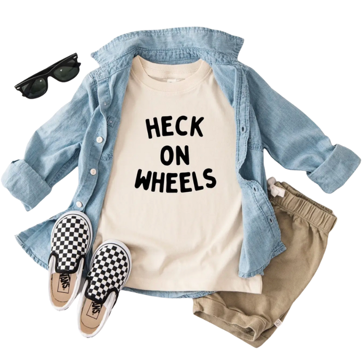 Toddler Heck on Wheels graphic tee cream