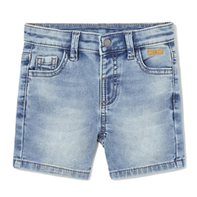 Mayoral Baby Soft Denim Shorts in Medium Blue Roman Leo