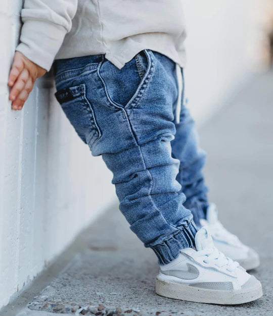 Little Bipsy - Chino Joggers in Blue Denim (4/5)