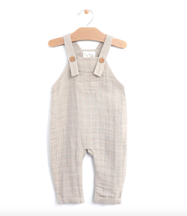 City Mouse - Baby Muslin Pocket Overall In Rain Cloud – Roman & Leo 