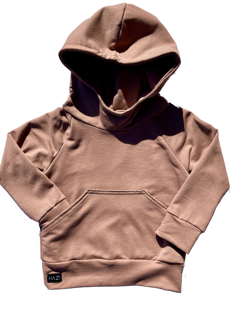 HaziKids Scuba Neck Hoodie in Camel Roman & Leo Cool, Trendy Boys Clothes