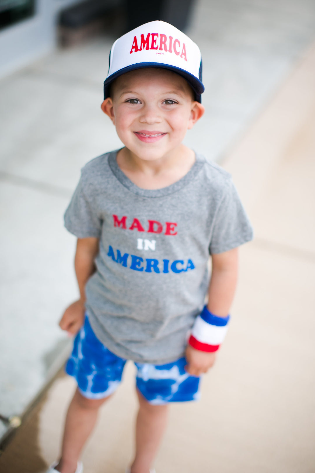 Bubu - Baby/Toddler/Kids Trucker Hats - AMERICA in Red/White/Blue