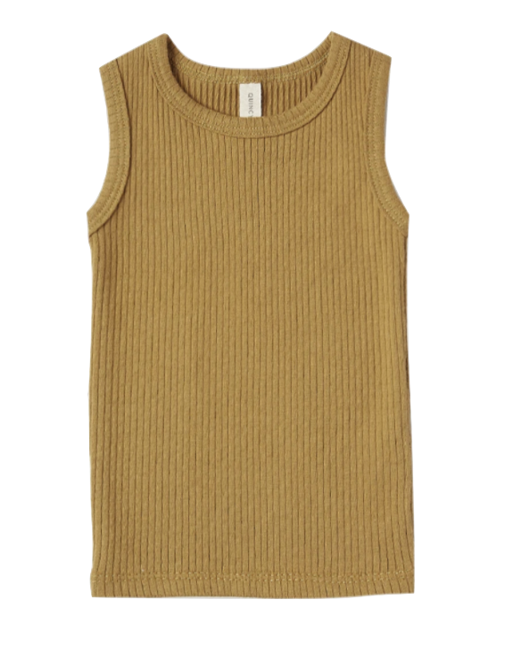 Quincy Mae ribbed tank ocre