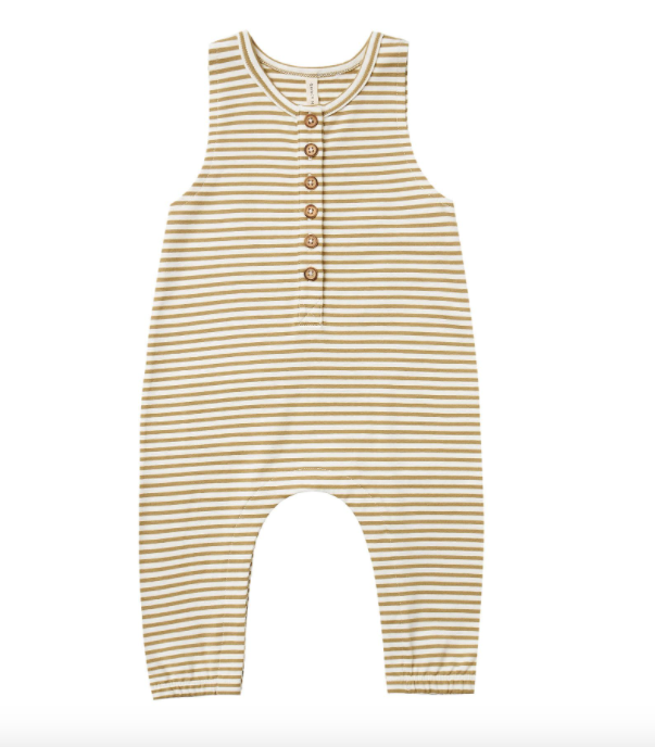 Quincy Mae - Baby Sleeveless Jumpsuit in Gold Stripe