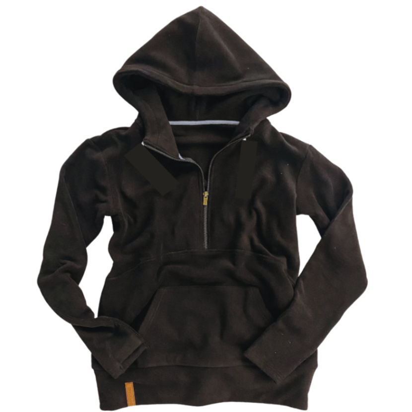 Cozy Half Zip Hoodie - Black