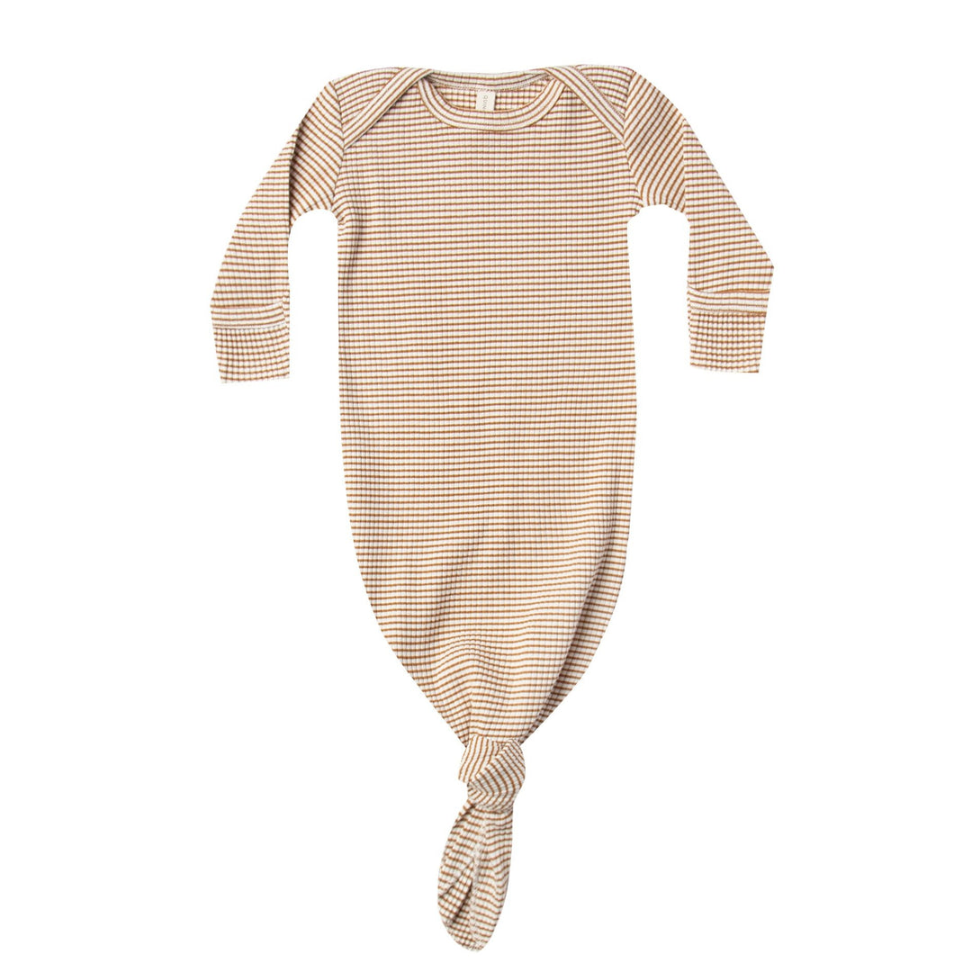 Quincy Mae ribbed knotted gown in walnut stripe