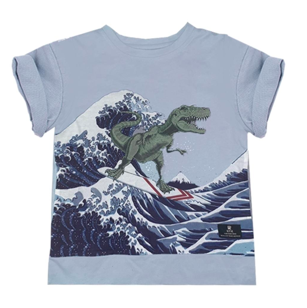 Rock Your Kid - Big Kahuna Dino Tee in Light Blue