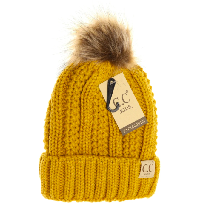 kids mustard winter hat