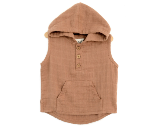 City Mouse - Muslin Hooded Henley in Latte