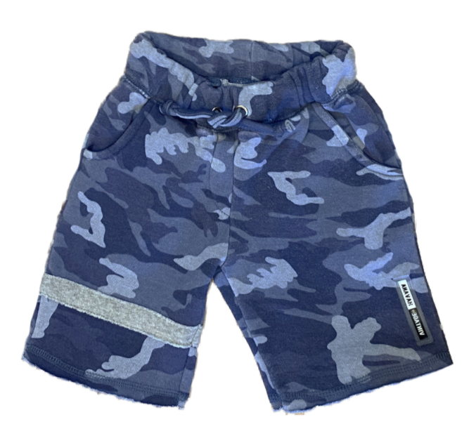 Vintage Havana - Boys Fleece Burnout Shorts in Blue Camo