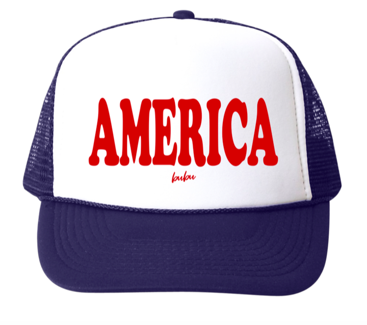Bubu - Baby/Toddler/Kids Trucker Hats - AMERICA in Red/White/Blue