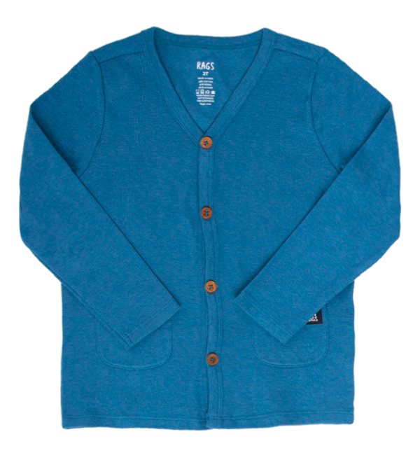 Rags - Essentials Kids Cardigan in Bluesteel