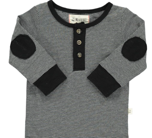 Me & Henry - Baby Stripe Henley in Black