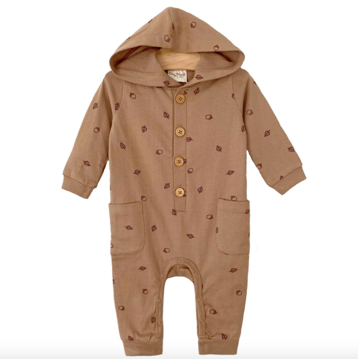 City Mouse - Jersey Hooded Romper in Hazelnut