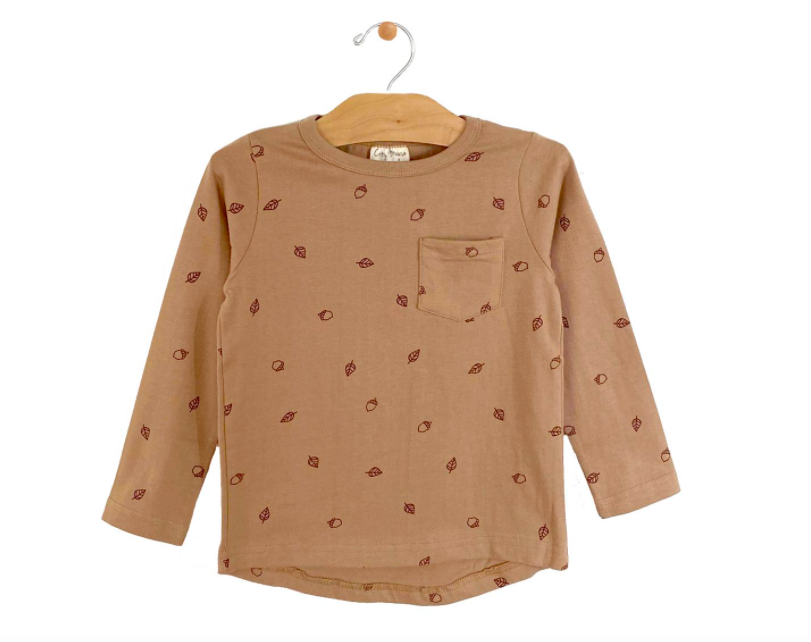 City Mouse - Acorns Pocket Long Sleeve Tee in Hazelnut