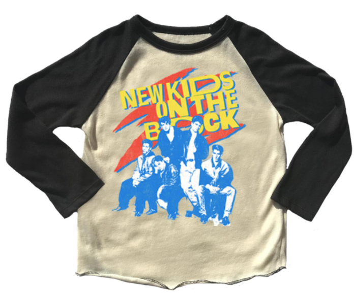 Rowdy Sprout - New Kids on the Block LS Raglan in Cream and Off-Black