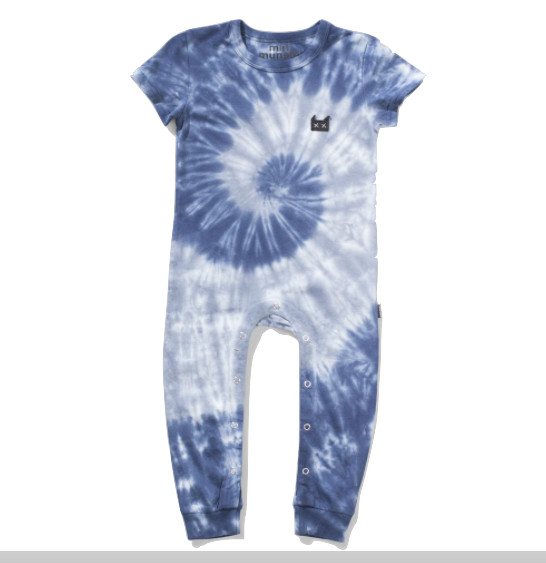 Munster Kids Baby Brooks Tie Dye Jumpsuit in Blue Roman & Leo Cool, Trendy Boys Clothes