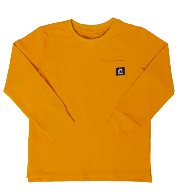 Rags - Long Sleeve Pocket Tee in Golden Yellow