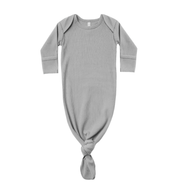 Quincy Mae ribbed knot gown dusty blue
