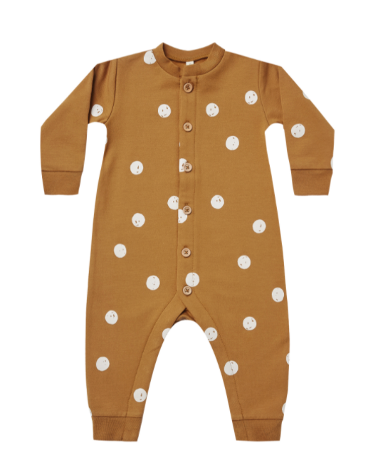 Quincy Mae - Fleece Dot Jumpsuit in Walnut